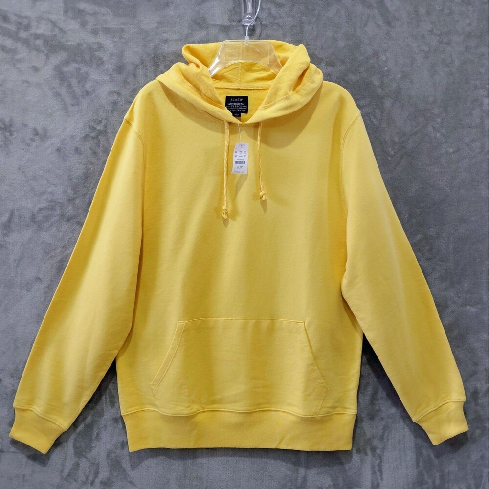 NEW J Crew Factory French Terry Hoodie Men's XL Yellow Kangaroo Pockets